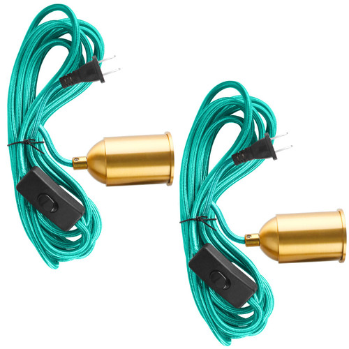 Aokpsrt Hanging Pendant Light Cord Kit E26 E27 Hanging Light Socket 15FT Edison Hanging Lamps with Plug in Cord DIY Hanging Lantern Cord with On/Off Switch,Blue,2 Packs