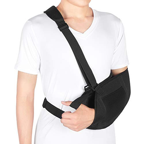 Arm Sling, Breathable Mesh Medical Sling with Waist Strap, Shoulder Immobilizer Elbow Arm Support for Broken Arm, Wrist, Elbow, Shoulder Injury, Available for Women and Men, Left or Right Arm