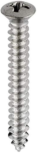 Clipsandfasteners Inc 100#8x1-1/4" Phillip Oval #6 Head Tapping Screw Chrome