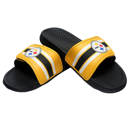 FOCO Pittsburgh Steelers NFL Mens Stripe Mens Legacy Sport Slide - XL