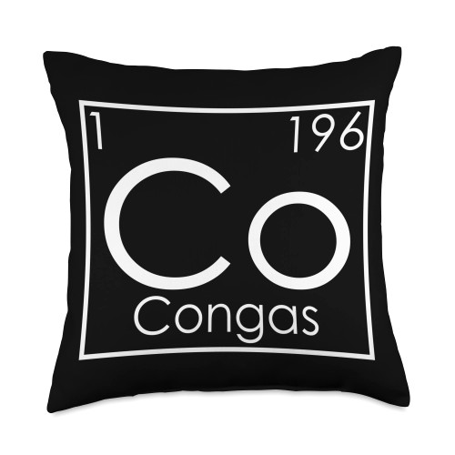Congas Player Chemistry Elements Percussion Player Periodic Elements Music Drums Musician Congas Throw Pillow, 18x18, Multicolor