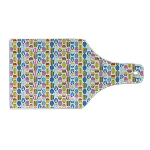 Ambesonne Surfing Cutting Board, Repeating Summer Beach and Ocean Fun Item Colorful Various Surfboards Pattern, Decorative Tempered Glass Cutting and Serving Board, Wine Bottle Shape, Multicolor