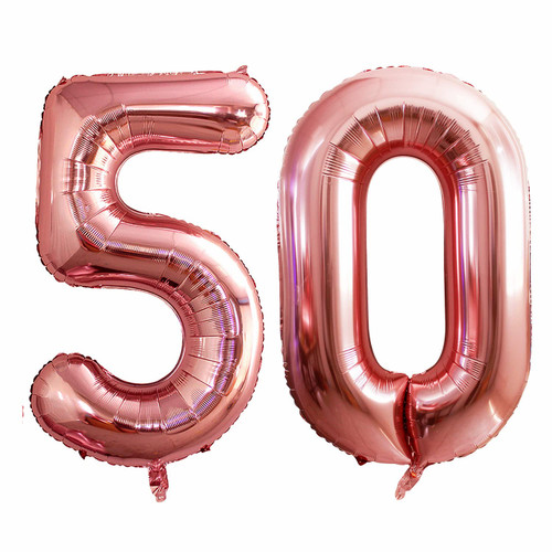 GOER 42 Inch Rose Gold Number 50 Balloons,Jumbo Foil Helium Balloons for 50th Birthday Party Decorations and Anniversary Event GOER 42 Inch Rose Gold Number 50 Balloons,Jumbo Foil Helium Balloons for 50th Birthday Party Decorations and Anniversary Event