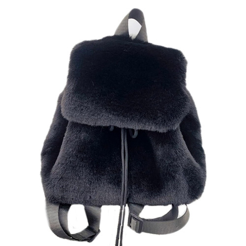 TYATVS Y2k Backpack Purse Mini Backpack for Women Plush Backpack Y2k Small Backpack Y2k Accessories (black)