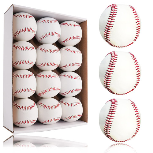 GKK 12 Pack Teeballs Standard Size T-Ball Training Baseballs TeeBall Kids Safety Baseballs Unmarked Autograph Baseball, Soft Practice Baseballs for League Play, Batting, Hitting, Pitching, Gift