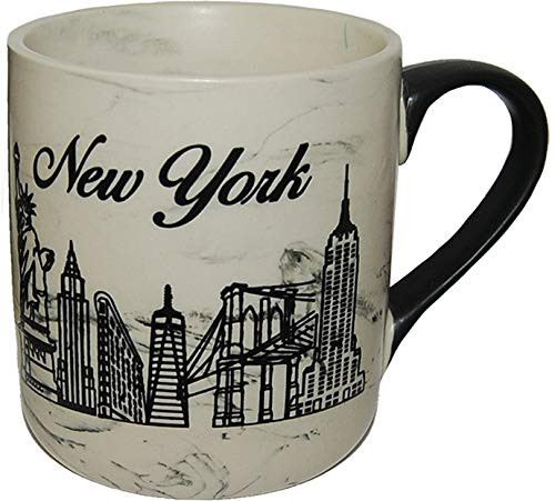 New York City Upscale Marble 15 Ounce Coffee Mug- Featuring an Engraved NYC Skyline