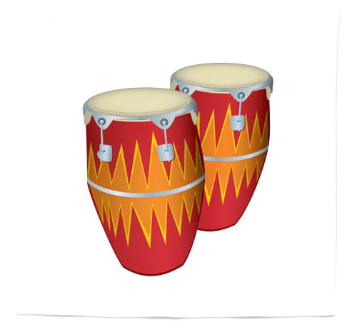 Lunarable Music Tapestry Queen Size, Funky Cuban Music 2 Congas Tumbadora Folk Latin Rumba Salsa Sound Pattern, Wall Hanging Bedspread Bed Cover Wall Decor, 88" X 88", Multicolor