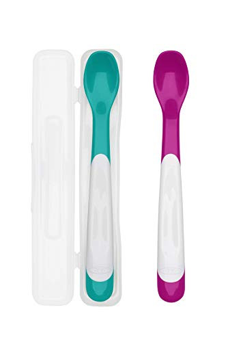 OXO Tot On-The-Go Infant Feeding Spoon with Case, Teal & Pink