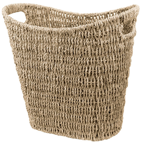 Micsci Wicker Waste Basket,Wicker Basket with Built-in Handles, Handwoven Seagrass Trash Can, Wicker Garbage Can for Bedroom, Bathroom, Kitchen (Seagrass, 1 Pack)