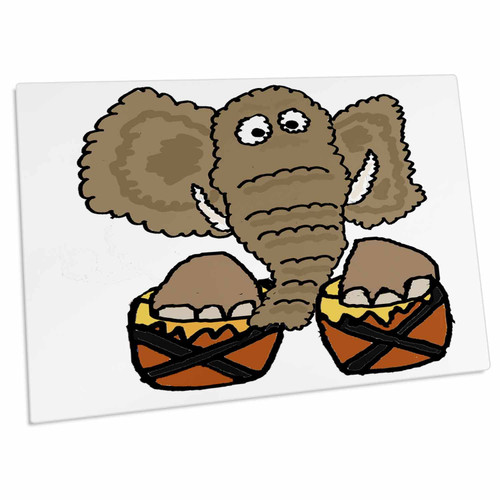 3dRose Funny Cute Elephant Playing Bongo Drums - Desk Pad Place Mats (dpd-255759-1)