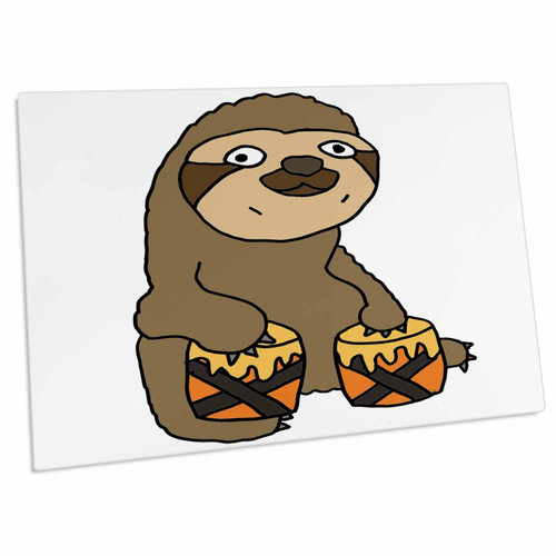 3dRose Funny Cute Sloth Playing The Bongo Drums for Music... - Desk Pad Place Mats (dpd-254043-1)