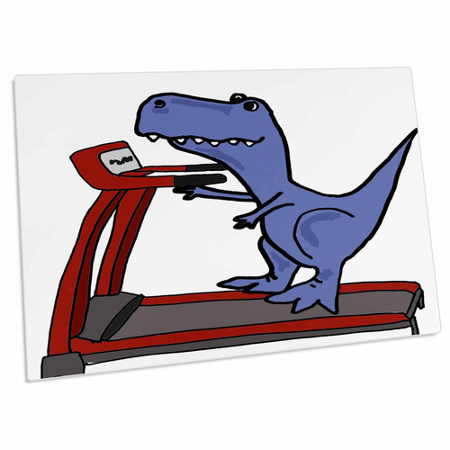 3dRose Funny Cute T-rex Dinosaur on Treadmill Exercise Cartoon - Desk Pad Place Mats (dpd-263929-1)