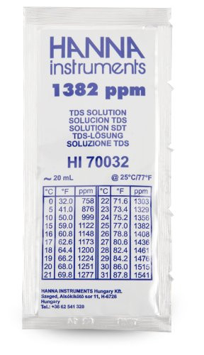 Hanna Instruments HI70032P 1382 mg/L (ppm) TDS Solution, 20mL Sachet