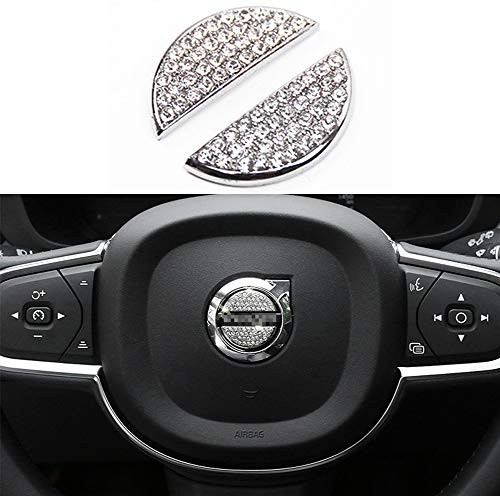 TopDall Steering Wheel Unique Crystal Badge Emblem Bling Decal Decoration Cover Sticker Trim for Volvo S60 V60 XC60 S90 V90 XC90 XC40 V40 S80 2015-2019