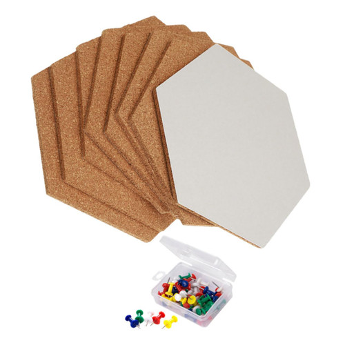 HOMSFOU 8pcs Hexagon Cork Board Cork Photos Board DIY Notice Board Display Bulletin Board Memo Message Board Bulletin Boards Cork Boards Memo Notice Board Office with Adhesive Memorandum