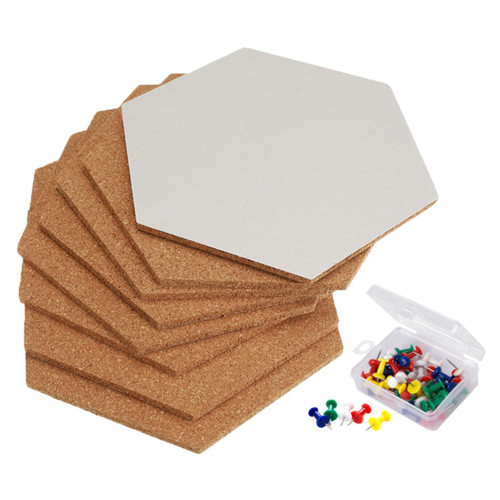 Yardenfun 8pcs Self-Adhesive Cork Boards Memo Bulletin Board Hexagon Cork Board Cork Bulletin Board Memo Message Board DIY Notice Board Display Bulletin Board Office with Adhesive Wall Tiles
