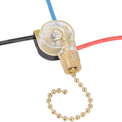 Ceiling Light Switch,ZE-110 3 Way 3-Wire Fan Light Switch Replacement Pull Chain Switch Compatible with Hunter Ceiling Fan (Brass Chain)
