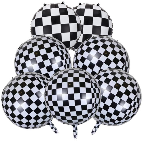 Checkered Balloons 4D Black and White Checkered Flag Balloons, 22Inch 18Inch Race Car Balloon Checkerboard Aluminum Foil Balloon Checker Mylar Balloons for Boys Race Car Birthday Party Decorations Checkered Balloons 4D Black and White Checkered Flag Balloons, 22Inch 18Inch Race Car Balloon Checkerboard Aluminum Foil Balloon Checker Mylar Balloons for Boys Race Car Birthday Party Decorations