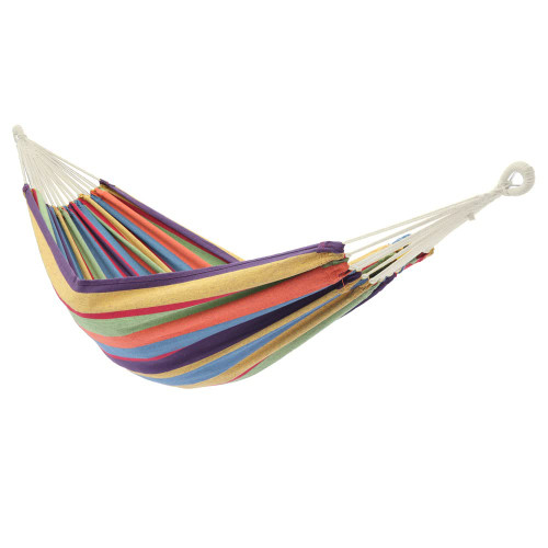 Polyester Cotton Hammock Small Color Stripe Natural Rope 200*150Cm with Two 2M Tie Ropes Back Bag Polyester Cotton Hammock Small Color Stripe Natural Rope 200*150Cm with Two 2M Tie Ropes Back Bag
