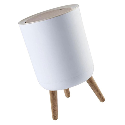 HOMSFOU 1pc Trash Can with Lid Trash Container for Cars Container with Lid Garbage Can Outdoor Trash Basket Bedroom Garbage Bin Bathroom Waste Can Creative Garbage Can Ash-bin Small White