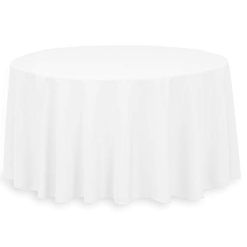 LinenTablecloth 132-Inch Round Polyester Tablecloth White