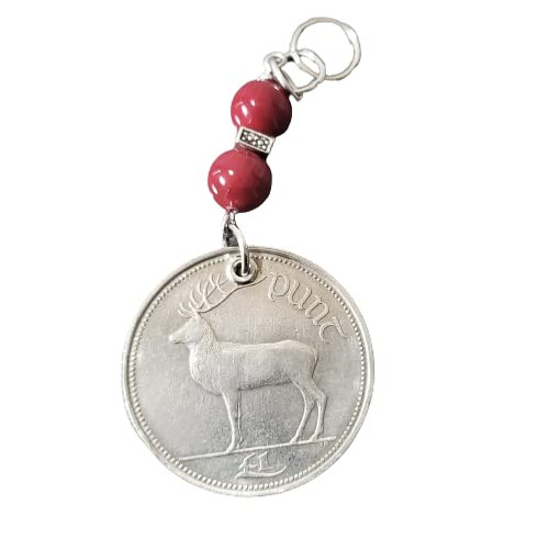 CoinageArt - Irish Punt Deer Ornament -Ireland Punt Coin with 2 Red Jade Gemstones -Celtic Harp Ornament -Ireland Ornament Irish Christmas Tree Ornament 5006 A CoinageArt - Irish Punt Deer Ornament -Ireland Punt Coin with 2 Red Jade Gemstones -Celtic Harp Ornament -Ireland Ornament Irish Christmas Tree Ornament 5006 A