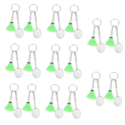Sosoport 16 Pcs Badminton Keychain Badminton Ball Pendant Badminton Statue Novelty Keyring Tennis Pendant Keychain Car Hanging Decor Automotive Accessories Key Chain Sports Iron Football