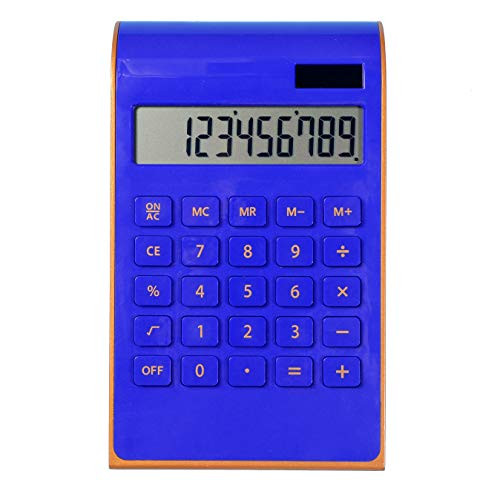 Calculator,10 Digit Solar Dual Power Calculator, Standard Function Home and Office Electronics Desktop Calculator?Tilted LCD Display Slim Design Handheld Calculator(Blue)