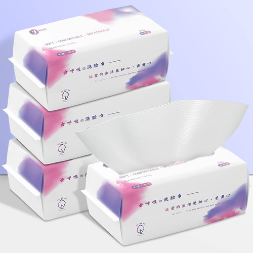 Face Clean Towels, 100 Count Disposable Biodegradable Facial Wash Cloth for Sensitive Skin, Lint- free Facial Tissue for Cleansing, Skincare and Makeup Remover, Dry Wipes