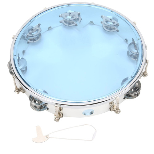 Hand Tambourine, Double Row Jingles Tambourine Adjustable Round Tambourine 10in Percussion Jingles Instrument for Adult Musical Dance Party(Blue) Hand Tambourine, Double Row Jingles Tambourine Adjustable Round Tambourine 10in Percussion Jingles Instrument for Adult Musical Dance Party(Blue)