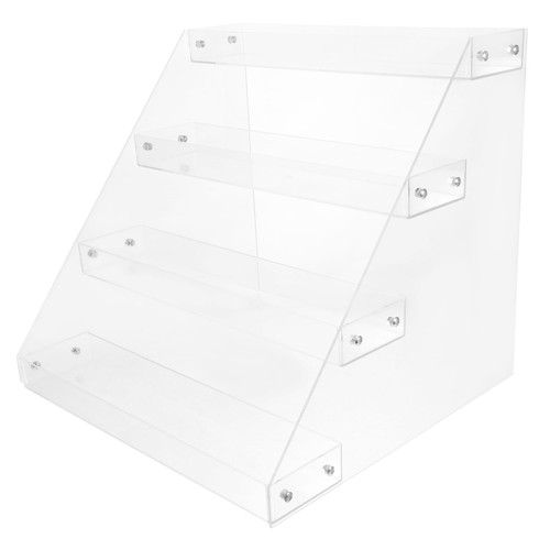 Hohopeti Beverage Display Rack Steps Clear Riser Shelf Acrylic Shelves Display Clear Display Stand Acrylic Riser Stand Spice Rack Clear Display Case Acrylic Drinks Display Shelf Juice Base