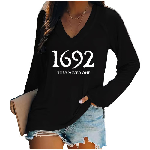1692 They Missed One Shirt Long Sleeve 1692 They Missed One Womens Halloween Sweatshirts For Women 1692 They Missed One Womens Shirt Casual Funny Halloween Tshirts Long Sleeve Tee Black