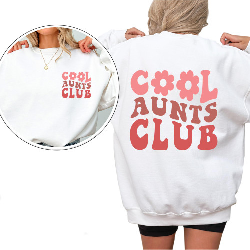 Cool Aunts Club Sweatshirt for Women, Cool Auntie Gifts Crewneck, Retro Pink Aunt Gifts from Nephew Cool Aunts Club Sweatshirt for Women, Cool Auntie Gifts Crewneck, Retro Pink Aunt Gifts from Nephew