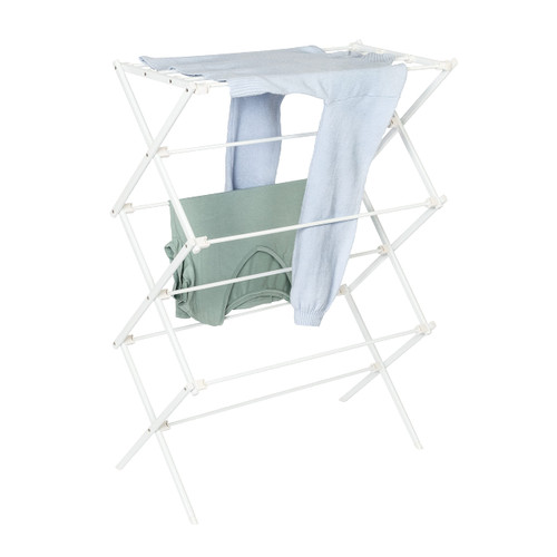 Honey-Can-Do HCD Foldable Laundry Drying Rack, Collapsible Clothing Dryer, Adjustable Towel Rack for Air Drying Clothing, Bed Linen, Clothing, Socks, Scarves, White
