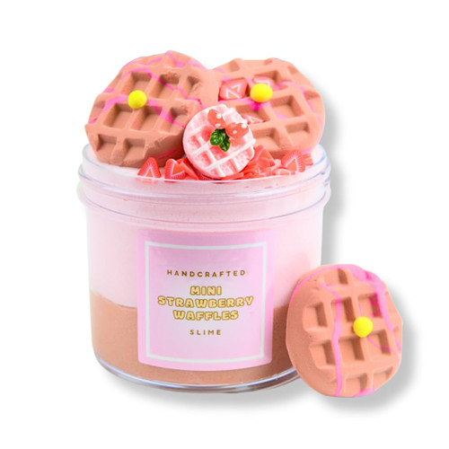 Mini Strawberry Waffles Slime (SCENTED) | Handmade Slime | Hippocampe Slimes (6OZ)