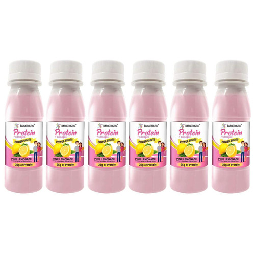 BariatricPal Ready-To-Drink 25g Whey Protein & Collagen Power Shots - Pink Lemonade (6 Bottles)