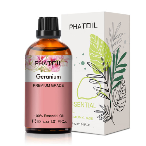 Geranium Essential Oil 1.01fl.oz/30ml, PHATOIL Premium Geranium Oils Long Lasting Scents for Aromatherapy, Diffuser, DIY Soap and Candle Making