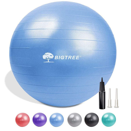 Exercise Ball, Yoga Ball Balance Pilates Anti-Burst with Pump Stability Fitness Ball Birthing Chair for Workout Core Training Office Home Gym Physical Therapy Pregnancy (65cm, Blue)