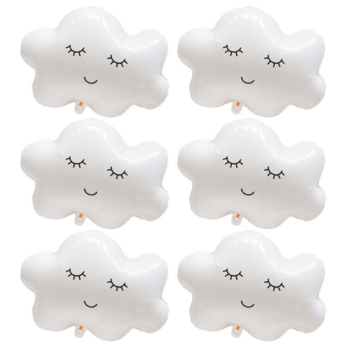 6 Pcs White Cloud Foil Balloons Cartoon Cloud Aluminum Mylar Helium Party Balloons for Birthday Baby Shower Wedding Carnival Festival Holiday Hawaiian Tropical Luau Party Decorations Supplies