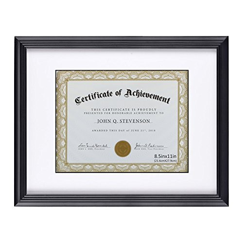 RPJC Document Frame/Certificate Frames Made of Solid Wood High Definition Glass and Display Certificates Standard Paper Frame 11X14 Mat 8.5x11 Black