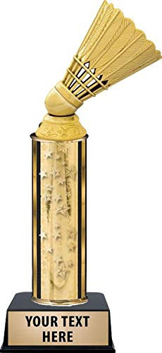 Crown Awards Badminton Shuttlecock Trophies, Gold Stars Badminton Shuttlecock Trophy with Custom Engraving Prime