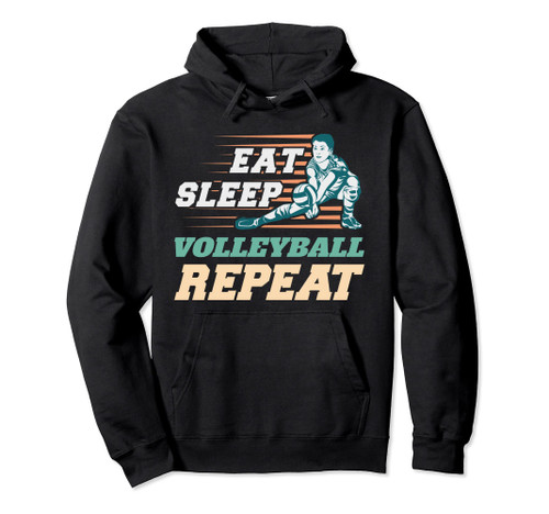 Eat Sleep Volleyball Repeat Sports Game Volleyball Pullover Hoodie
