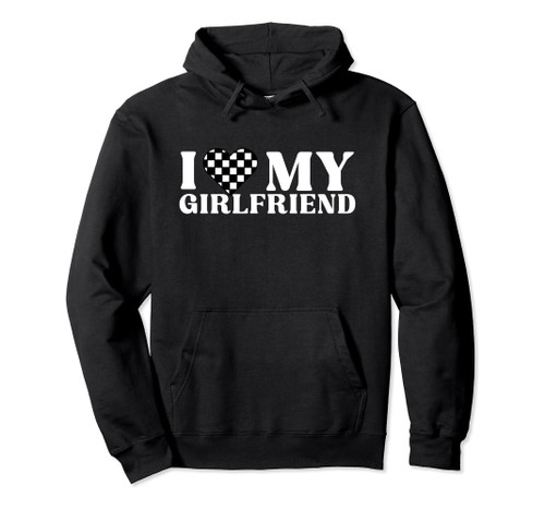 I Love My Girlfriend Checkerboard Heart Pullover Hoodie