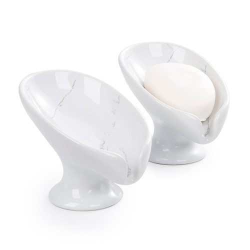 Soap Dish 2Pack, Ceramic Soap Holder Self Draining Marble Look Leaf-Shape Soap Dishes for Bathroom, Bar Soap Holder, Easy to Clean Keeps Soap Dry, ANTIS'S HOME Soap Dish 2Pack, Ceramic Soap Holder Self Draining Marble Look Leaf-Shape Soap Dishes for Bathroom, Bar Soap Holder, Easy to Clean Keeps Soap Dry, ANTIS'S HOME
