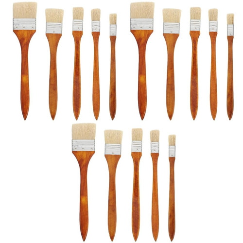 VILLCASE 15 Pcs Oil Paint Brush Watercolor Paint Brush Graffiti Flat Paintbrush Chip Painting Bristle Handle Painting Brush Flat Painting Bristle Wooden Flat Brush Nylon Student Use