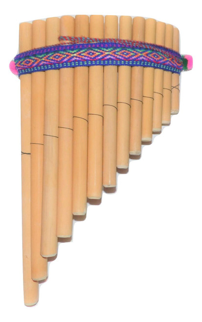 Pan Flute 13 Pipes - Artesanal and Decorative From Peru - Natural Bamboo-Case Included