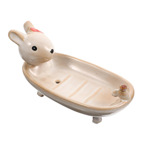 DRESSOOS Ceramic Soap Dish Shower Organizer Soap Draining Dish Sink Sponge Holder Soap Drainer Tray Kitchen Sink Organizer Vanity Trays Key Tray Bathroom Soap Case Ceramics Cute Storage Box