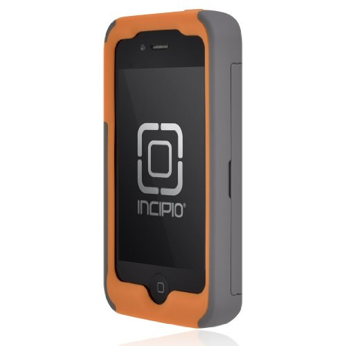 Incipio IPH-678 Stowaway Credit Card Case for iPhone 4/4S - Retail Packaging - Dark Gray/Orange