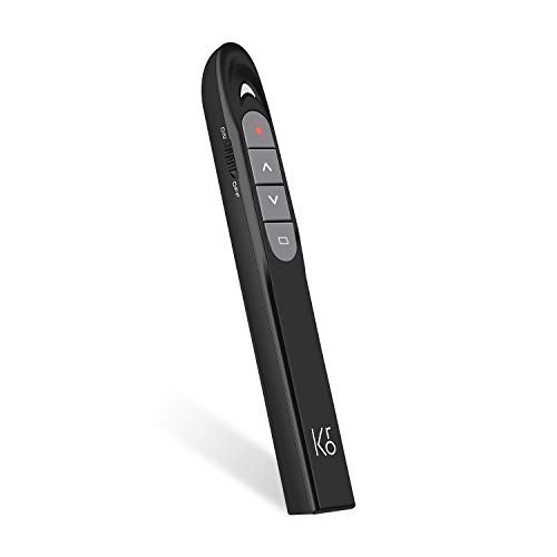 KRONIUM Wireless Presenter with Laser Pointer, Presentation Remote Presentation Clicker, Laser Pointer 2.4GHz USB Powerpoint PPT Clicker Flip Pen for Office Teacher,Support Hyperlink (Black)