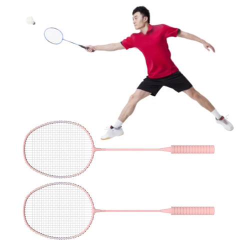 Lightweight Badminton Racket, Good Tension Sturdy Badminton Rackets 2Pcs Nonslip Handle for Outdoor (Pink)